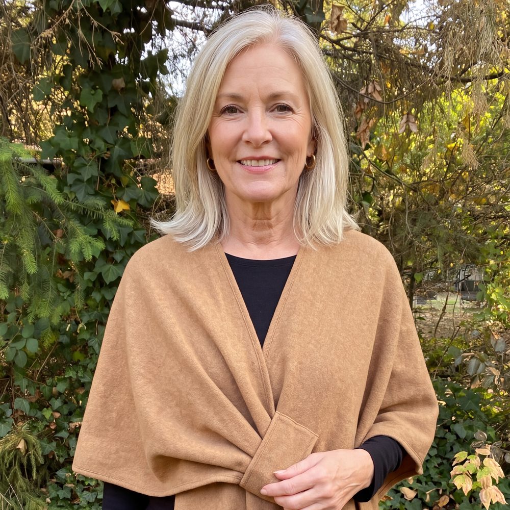 Woman wearing the Limosia Loop Poncho