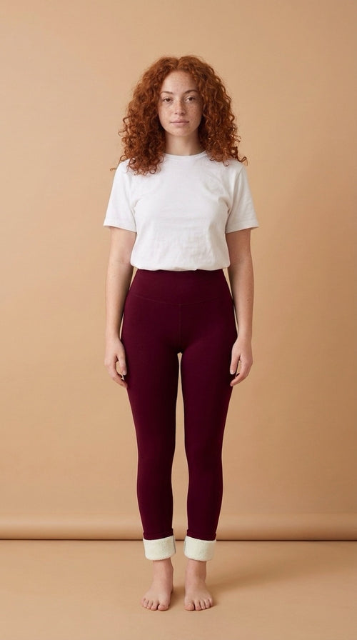 Fleece Leggings in Burgundy