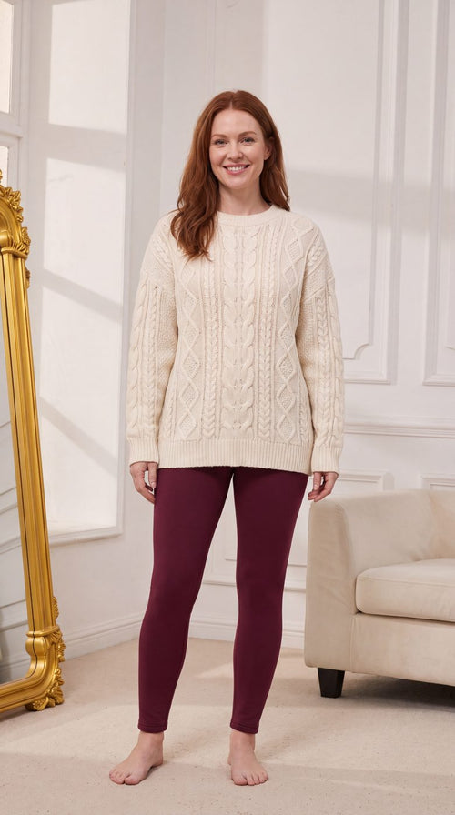 Fleece Leggings in Burgundy