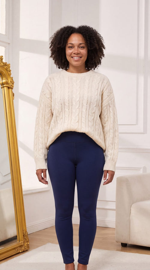 Fleece Leggings in Navy