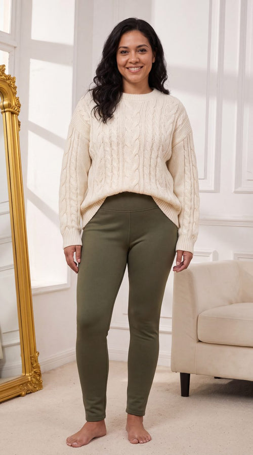 Fleece Leggings in Olive