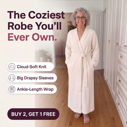 Limosia Cozy Plush Robe – The coziest robe you'll ever own, cream knit kimono robe