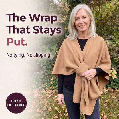 Limosia Cozy Loop Poncho Wrap – The wrap that stays put: no tying, no slipping, camel loop poncho