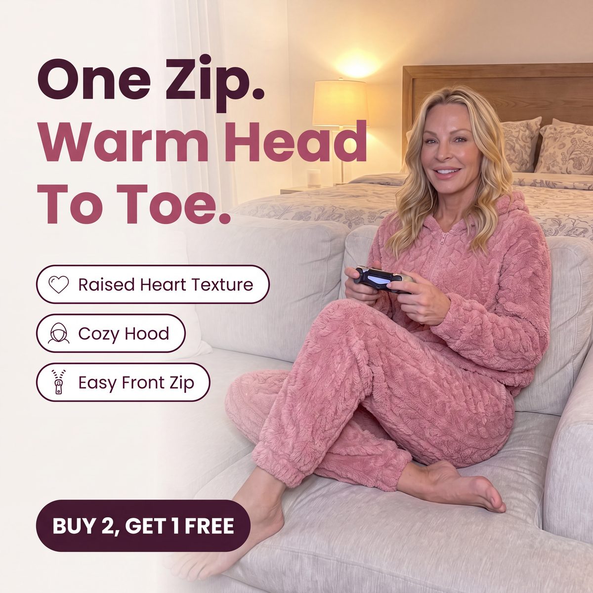 Limosia Heart Hug Onesie – one zip, warm head to toe