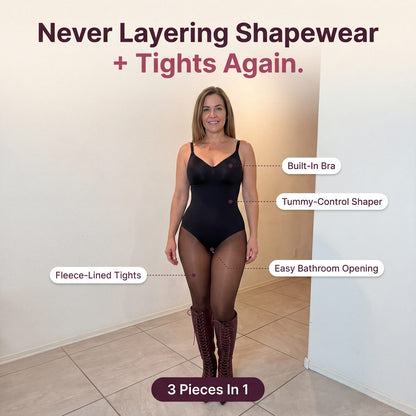 Limosia Sculpt & Warm Bodysuit Tights – Never layering shapewear and tights again: built-in bra, tummy-control shaper, fleece-lined tights