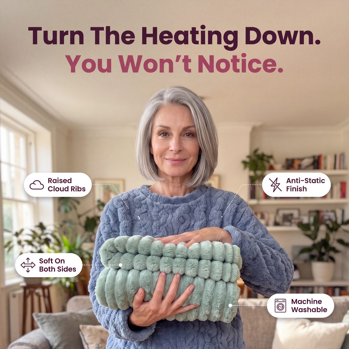 Cloud Rib Blanket features