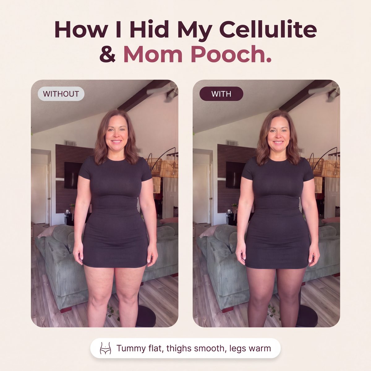 Limosia Sculpt & Warm Bodysuit Tights – How I hid my cellulite and mom pooch, before and after