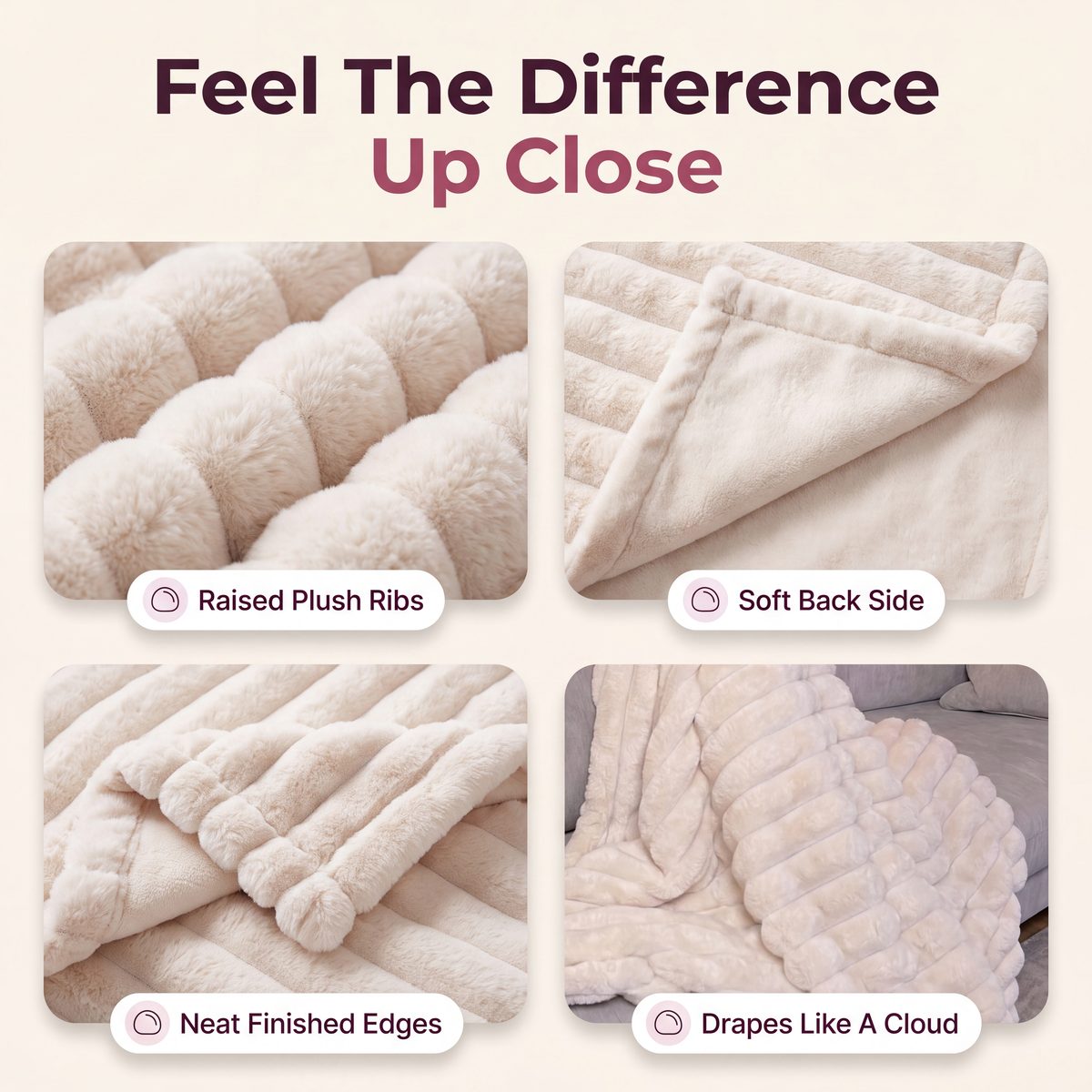 Cloud Rib Blanket details up close