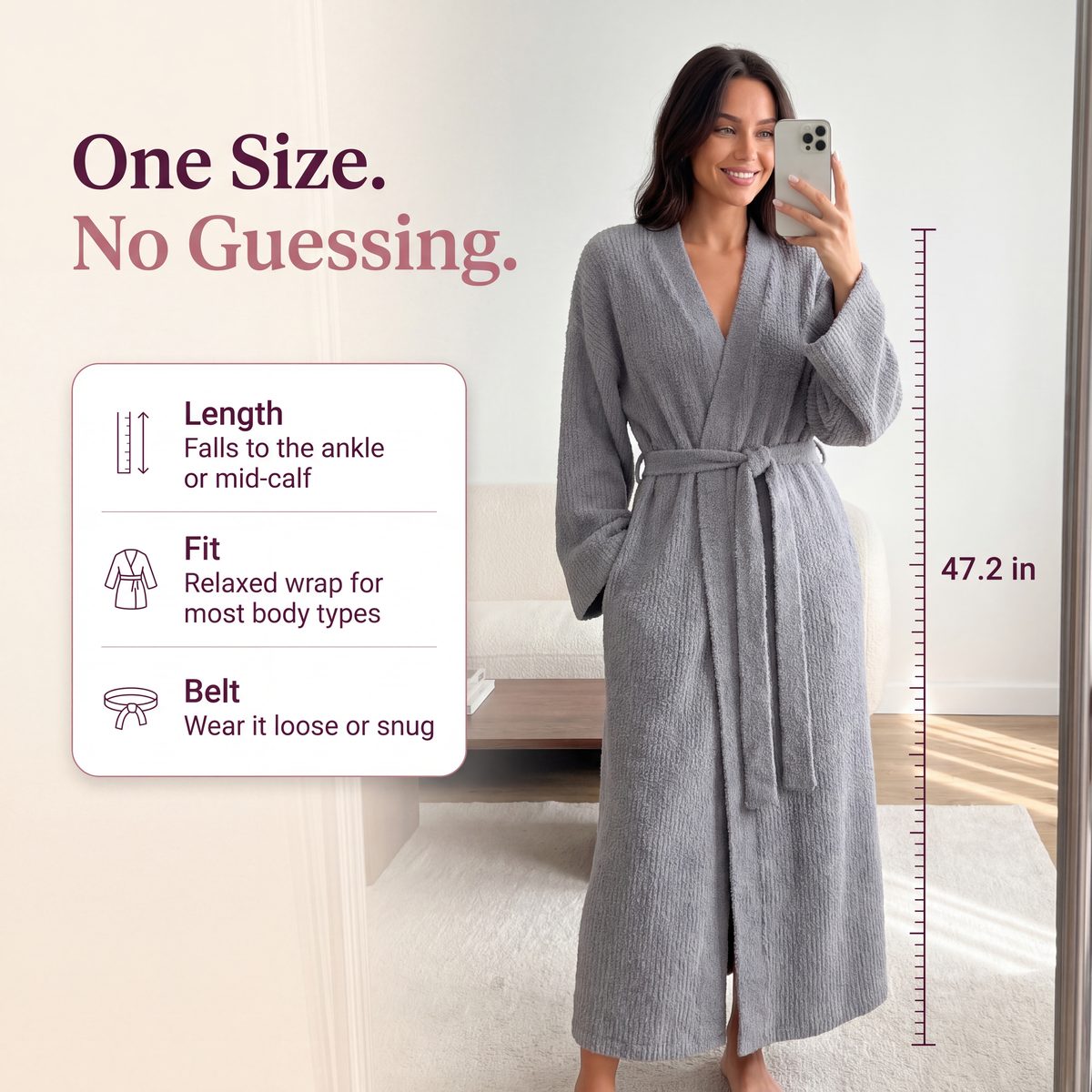Limosia Cozy Plush Robe – One size, 47.2 inch length