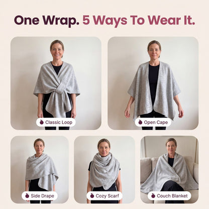 Limosia Cozy Loop Poncho Wrap – One wrap, 5 ways to wear it: classic loop, open cape, side drape, cozy scarf, couch blanket