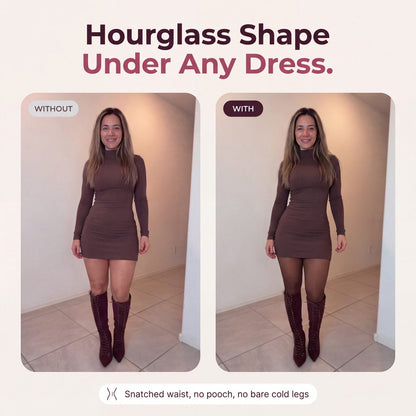 Limosia Sculpt & Warm Bodysuit Tights – Hourglass shape under any dress, before and after
