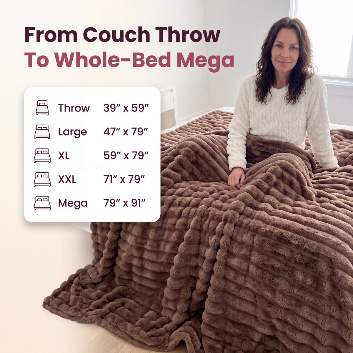 Cloud Rib Blanket sizes from Throw to Mega