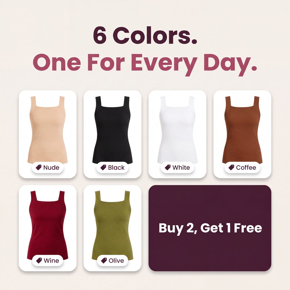 Limosia Sculpt Tank with Built-In Bra – 6 colors: Nude, Black, White, Coffee, Wine, Olive
