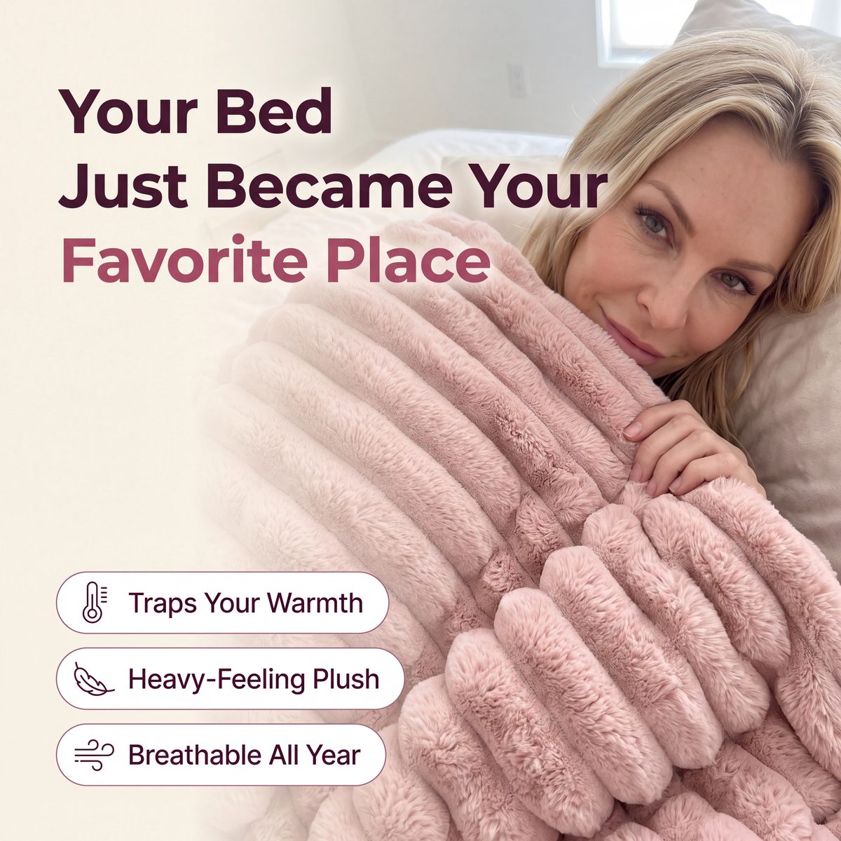 Cloud Rib Blanket on the bed
