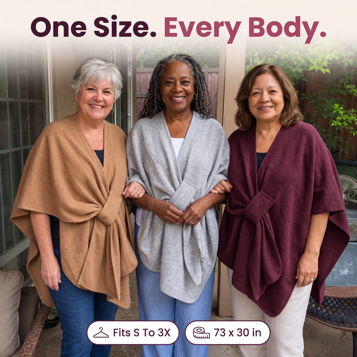 Limosia Cozy Loop Poncho Wrap – One size, every body: fits S to 3X, about 73 x 30 in
