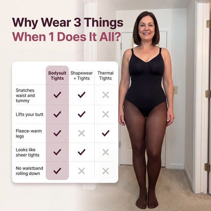 Limosia Sculpt & Warm Bodysuit Tights – Bodysuit tights vs. shapewear plus tights vs. thermal tights