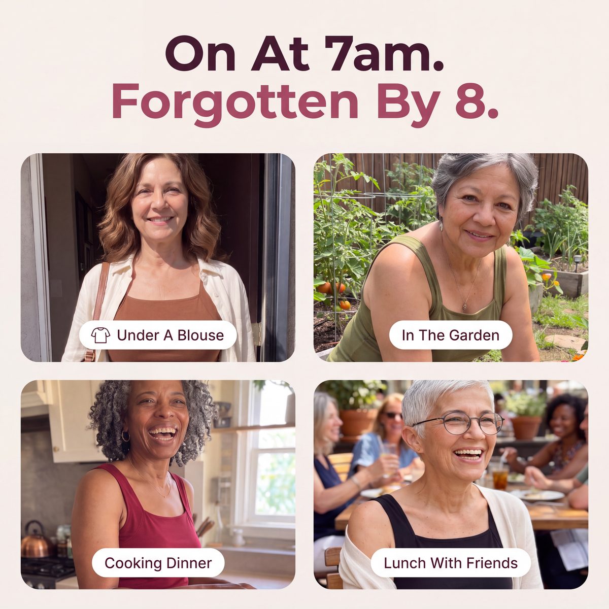 Limosia Sculpt Tank with Built-In Bra – On at 7am, forgotten by 8: under a blouse, in the garden, cooking, lunch with friends