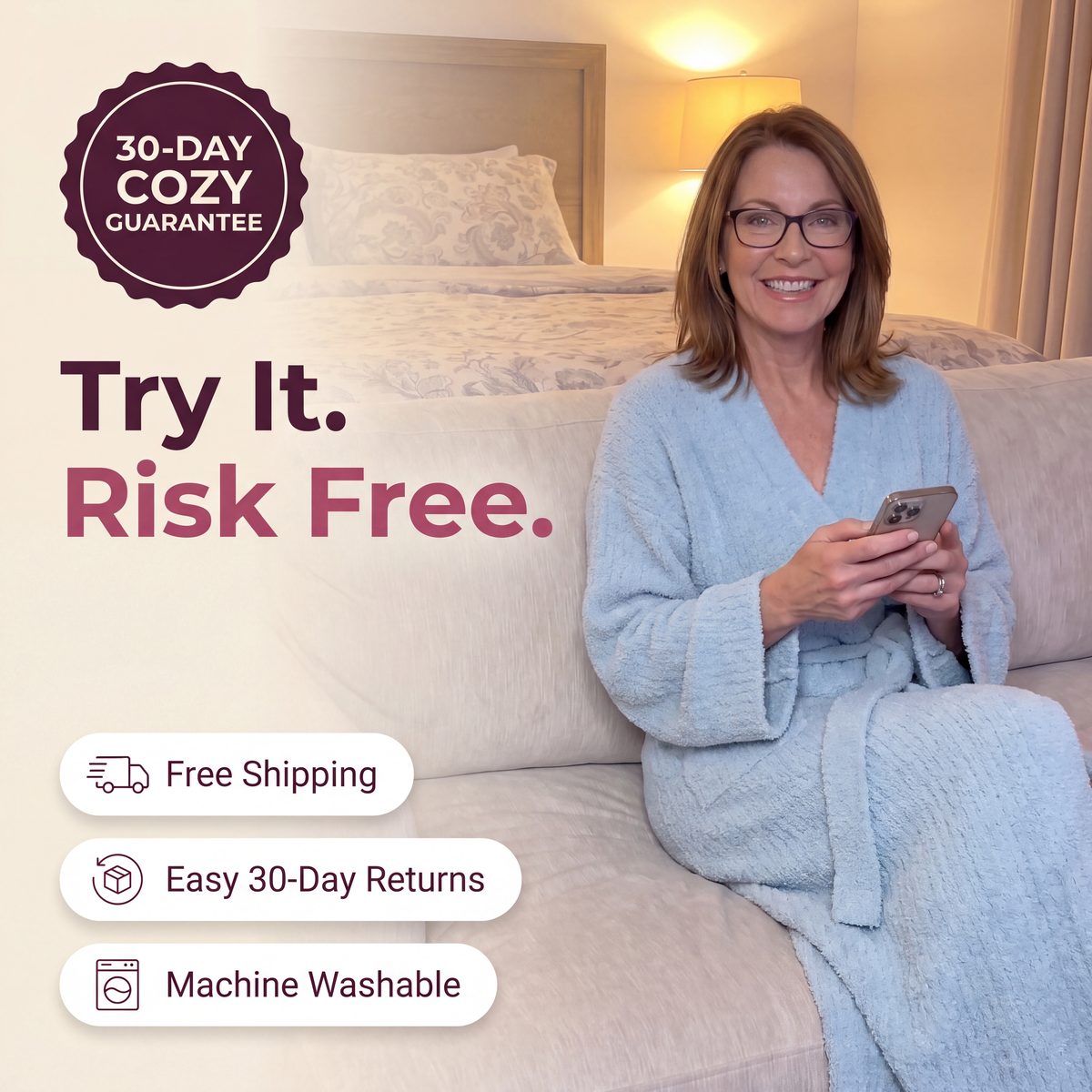 Limosia Cozy Plush Robe – 30-day cozy guarantee