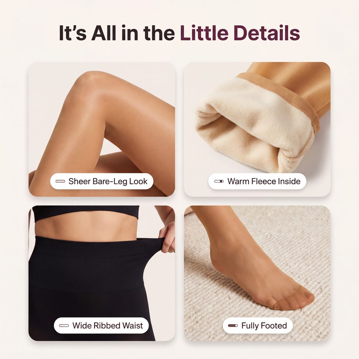 Limosia Sheer Fleece Tights