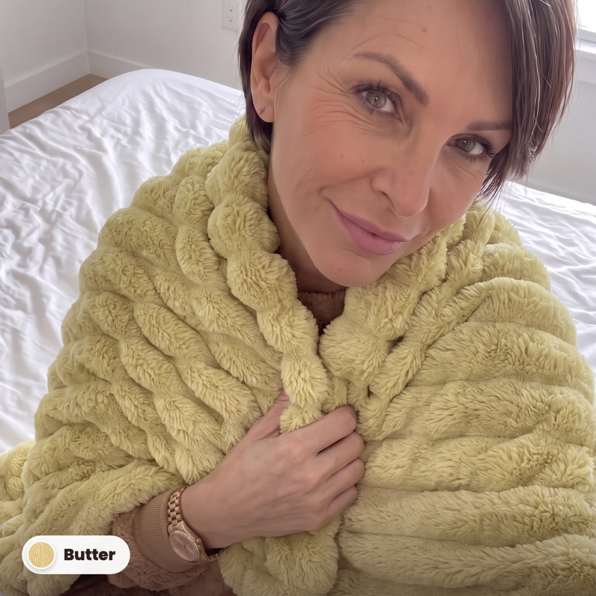 Limosia Cloud Rib Blanket in Butter