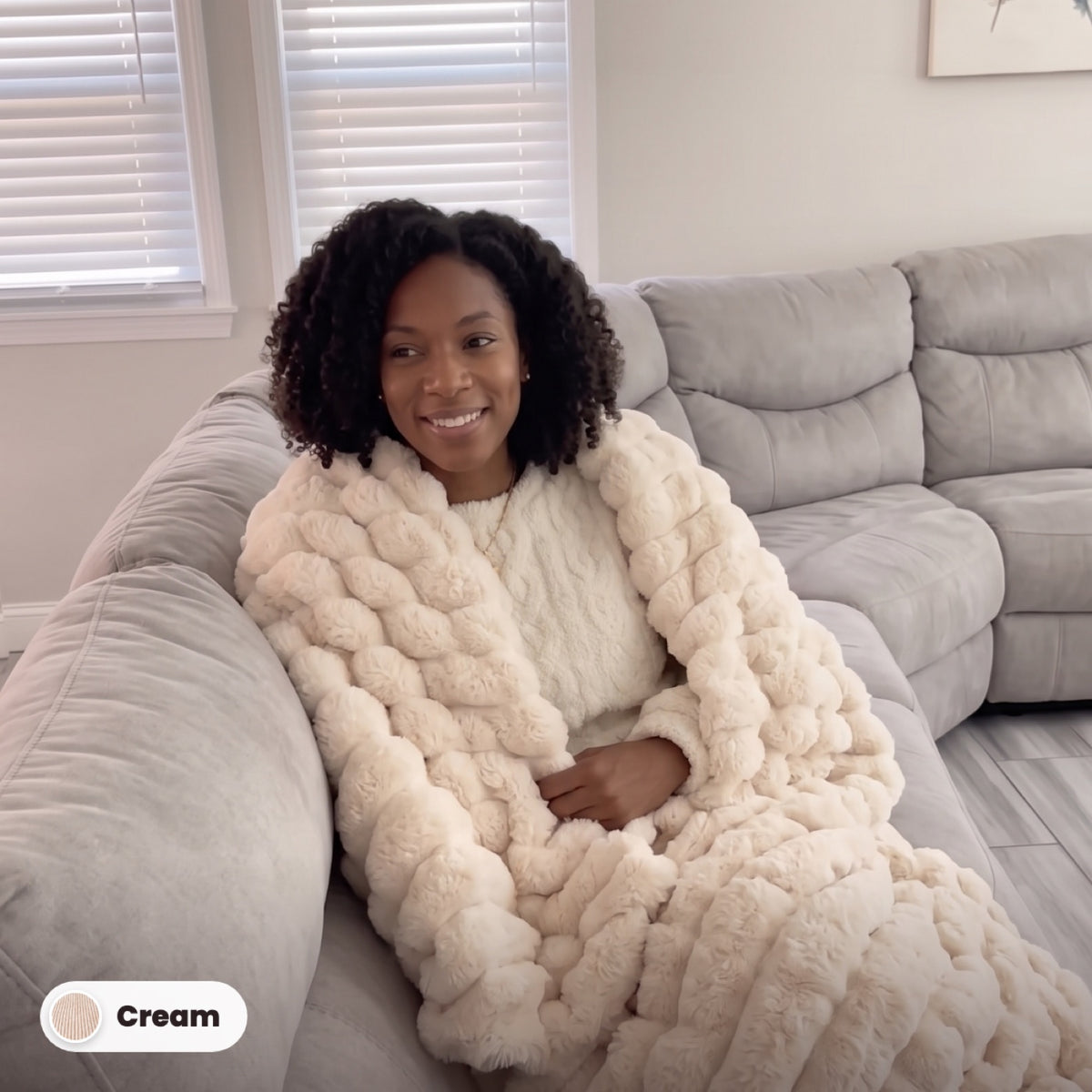 Limosia Cloud Rib Blanket in Cream