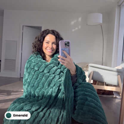 Limosia Cloud Rib Blanket in Emerald