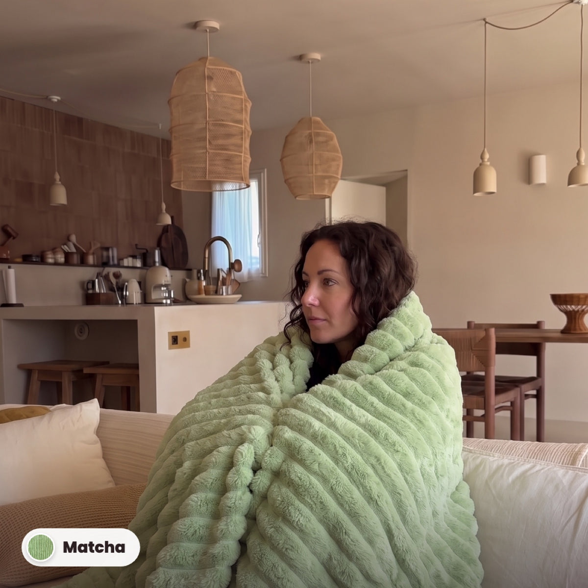 Limosia Cloud Rib Blanket in Matcha