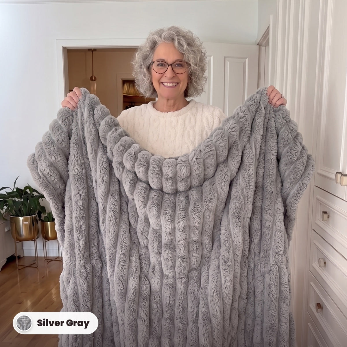 Limosia Cloud Rib Blanket in Silver Gray