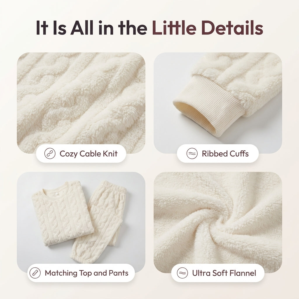 Limosia Cozyset plush fleece lounge set for women – fleece fabric details and features