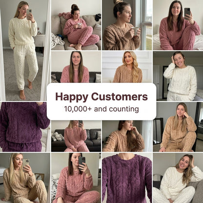 Happy customers wearing the Limosia Cozyset fleece lounge set