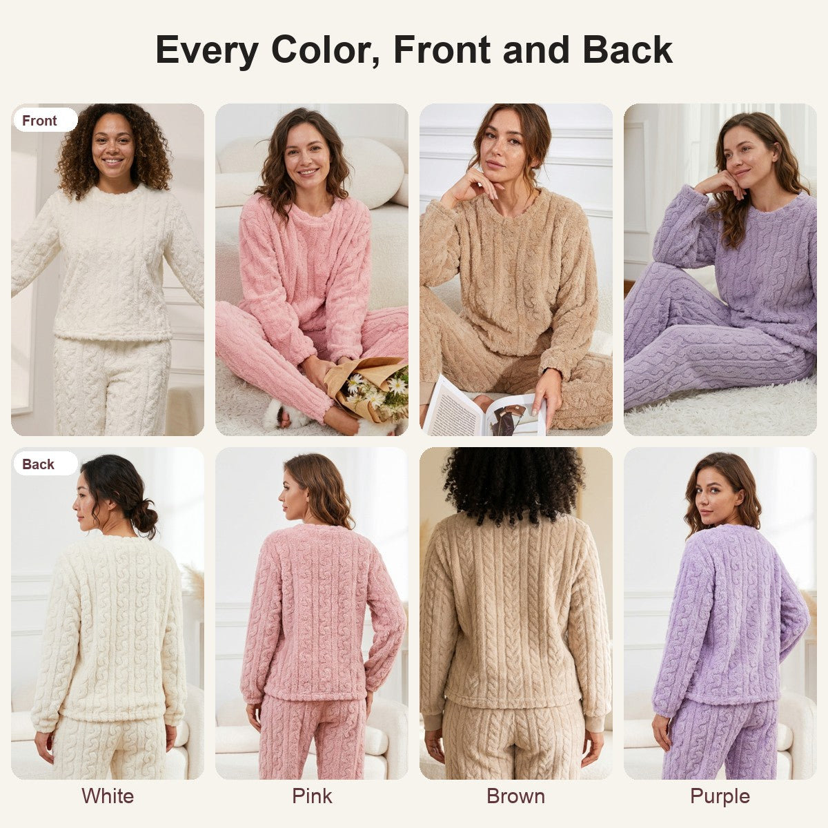 Limosia Cozyset color options – women's fleece lounge set in 6 colors